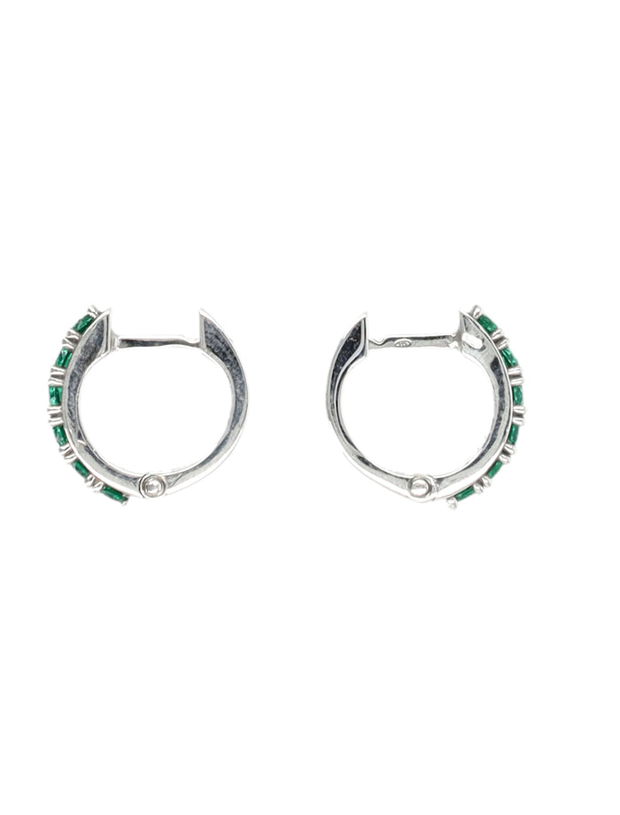 Emanuele Bicocchi Silver Crystal Hoop Earrings Green Sterling