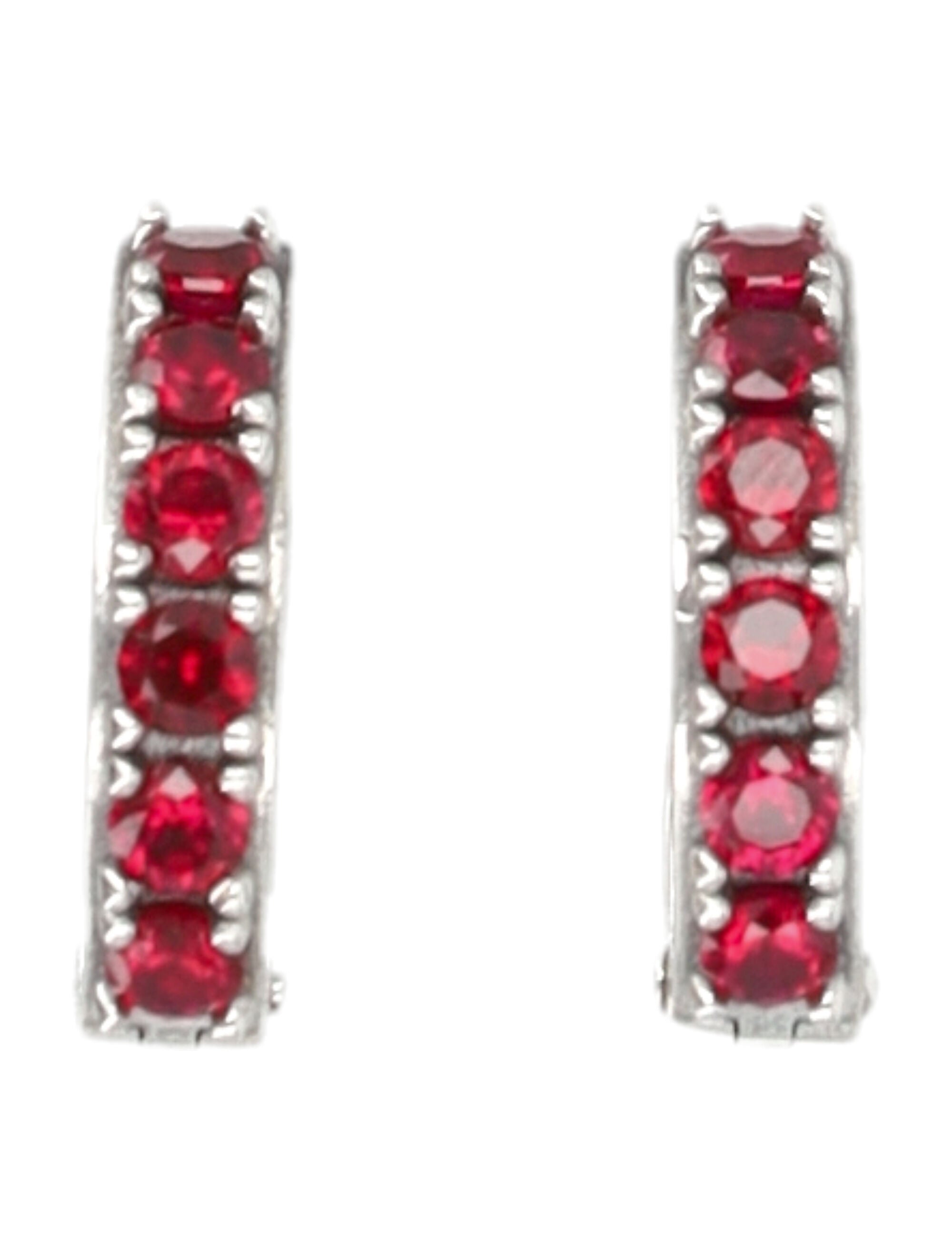 Emanuele Bicocchi Silver Crystal Hoop Earrings Ruby Sterling