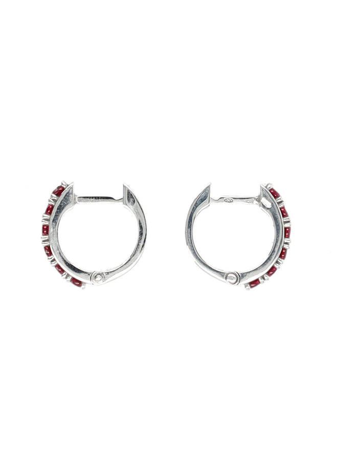 Emanuele Bicocchi Silver Crystal Hoop Earrings Ruby Sterling