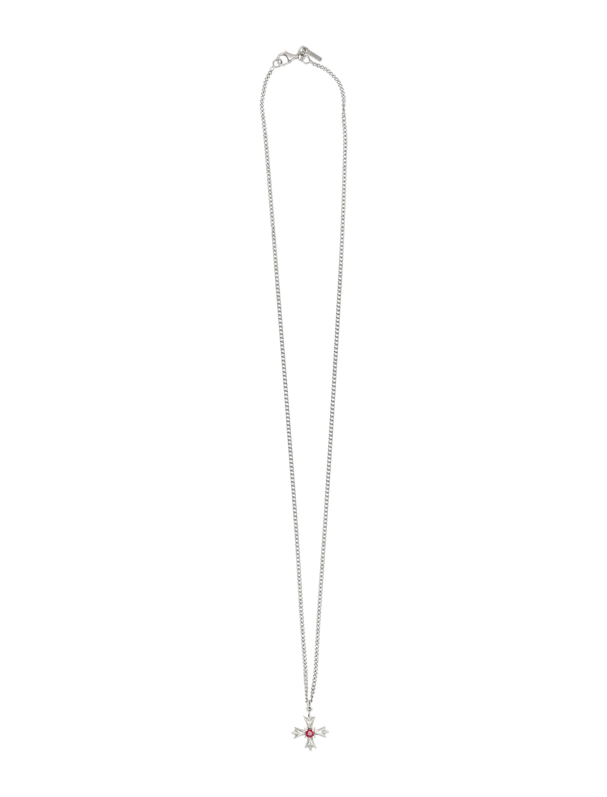 Emanuele Bicocchi Silver Crest Crystal Necklace Sterling