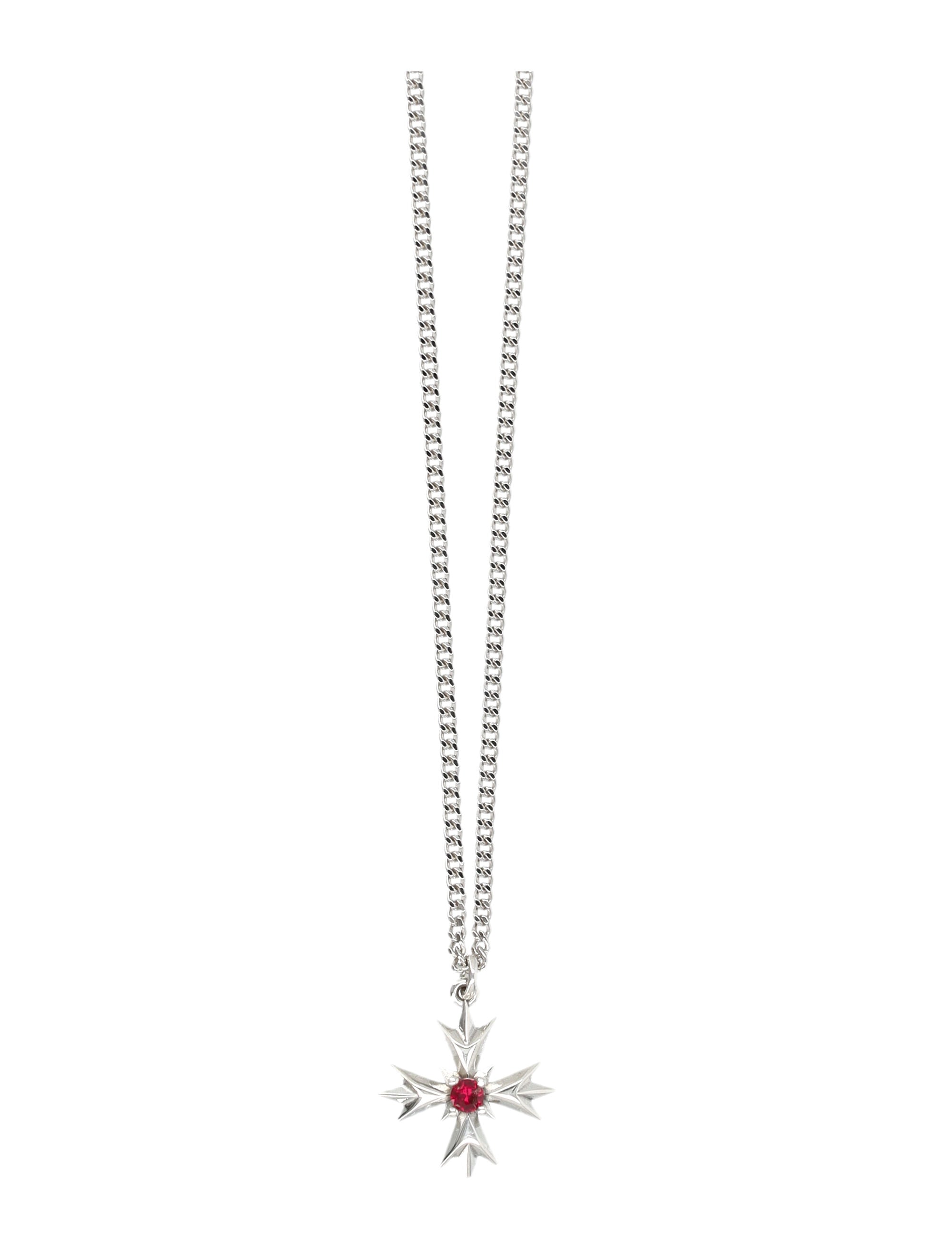 Emanuele Bicocchi Silver Crest Crystal Necklace Sterling