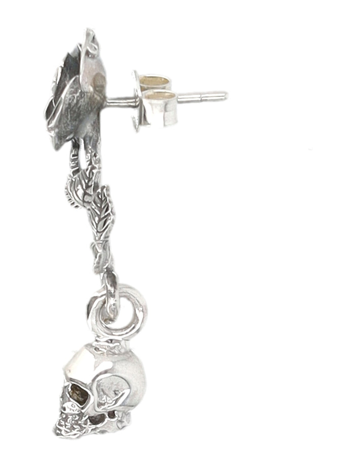 Emanuele Bicocchi Rose Skull Silver Earring Sterling Earrings