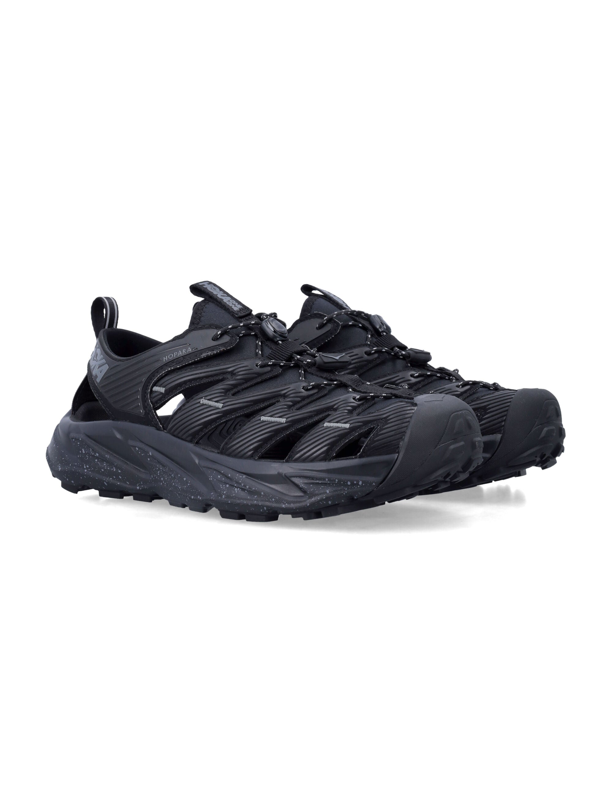Hoka One Black Hopara Technical Sandals / Castlerock Synthetic Sneaker