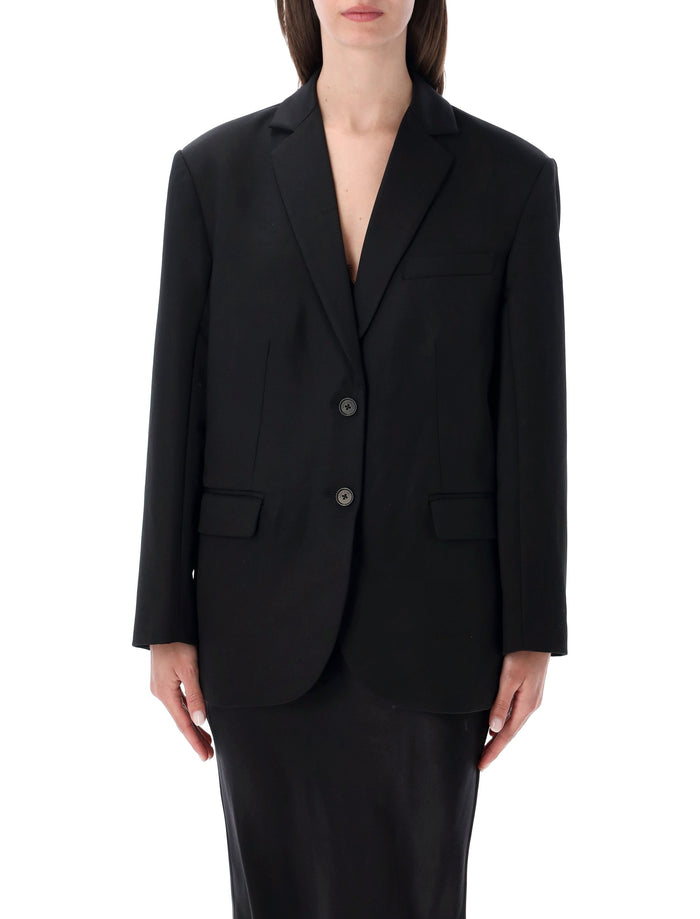 Anine Bing Quinn Wool Blazer Black Lining