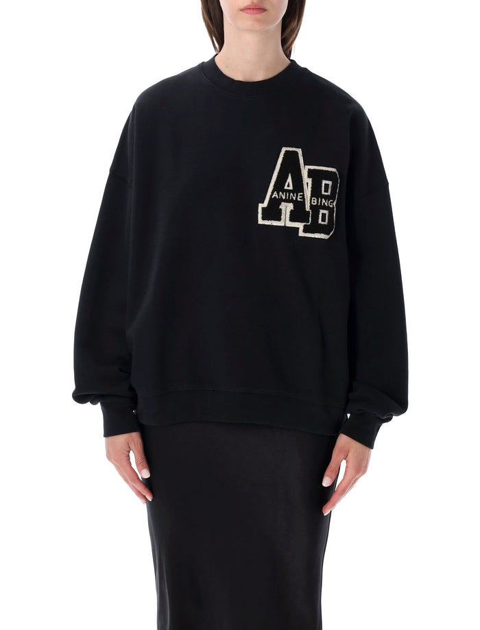 Anine Bing Miles Letterman Sweatshirt Black Cotton