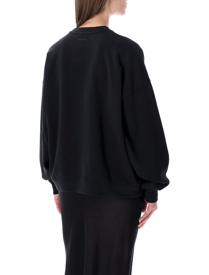 Anine Bing Miles Letterman Sweatshirt Black Cotton