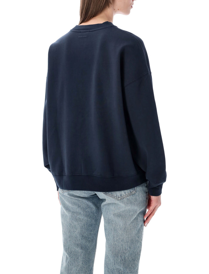 Anine Bing Miles Collegiate Sweatshirt Navy Blue Dark Cotton