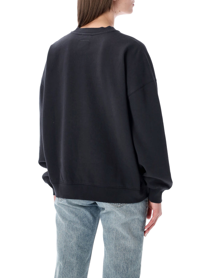 Anine Bing Miles Collegiate Sweatshirt Washed Black Vintage Cotton