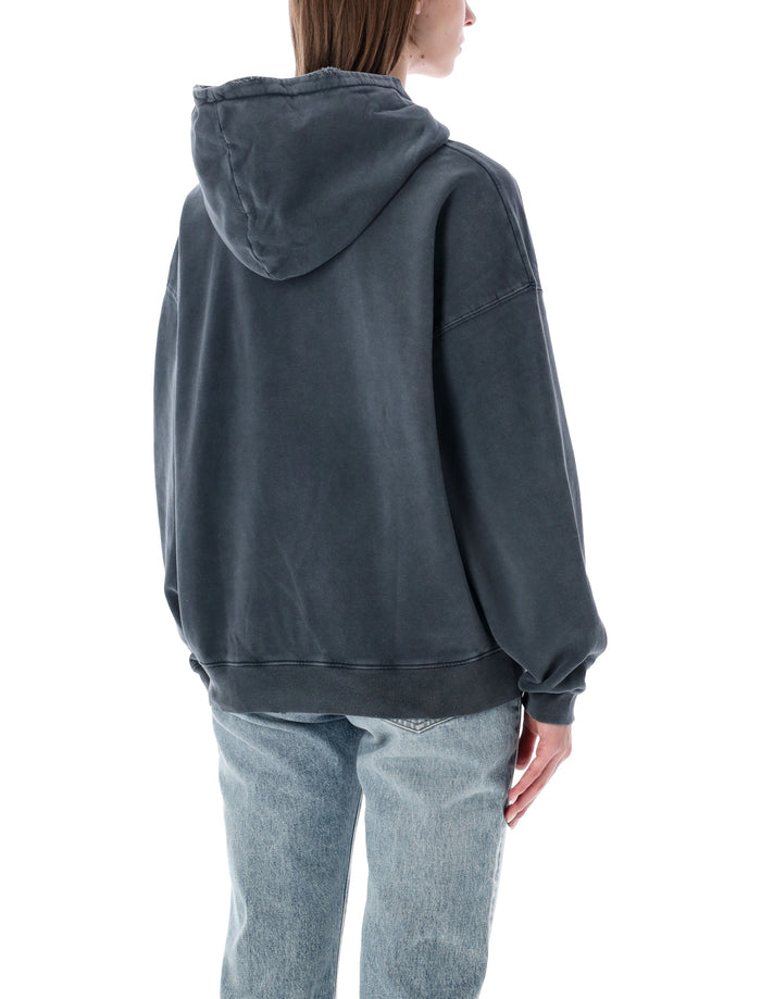 Anine Bing Harvey Sport Hoodie Washed Black Cotton Sweatshirt