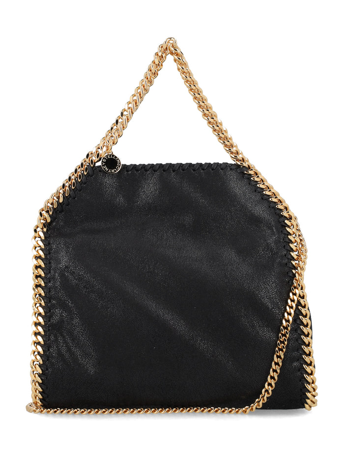 Stella Mccartney Falabella Mini Tote With Gold Chain Black Polyester