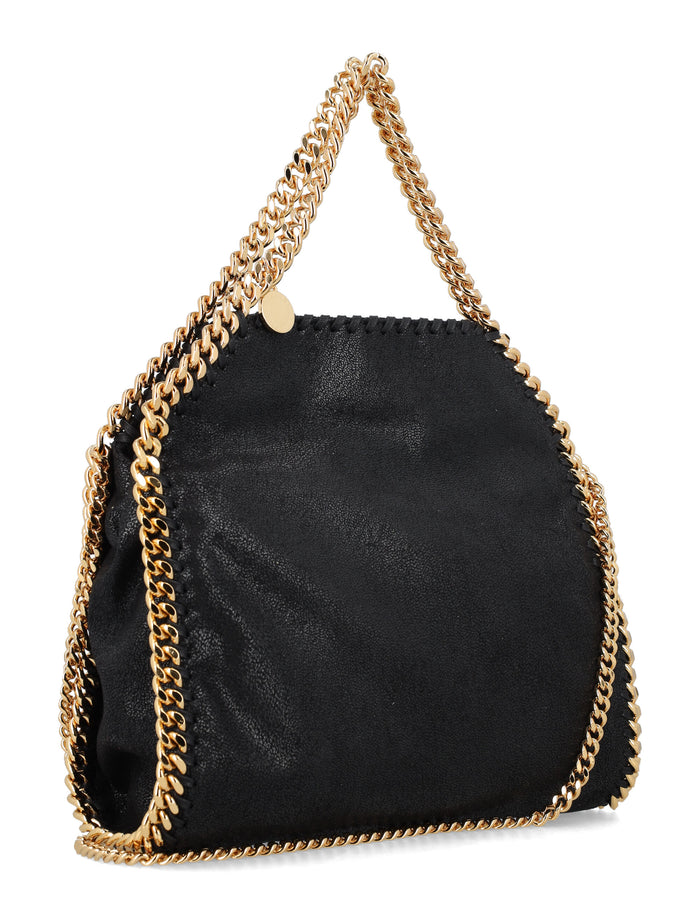 Stella Mccartney Falabella Mini Tote With Gold Chain Black Polyester