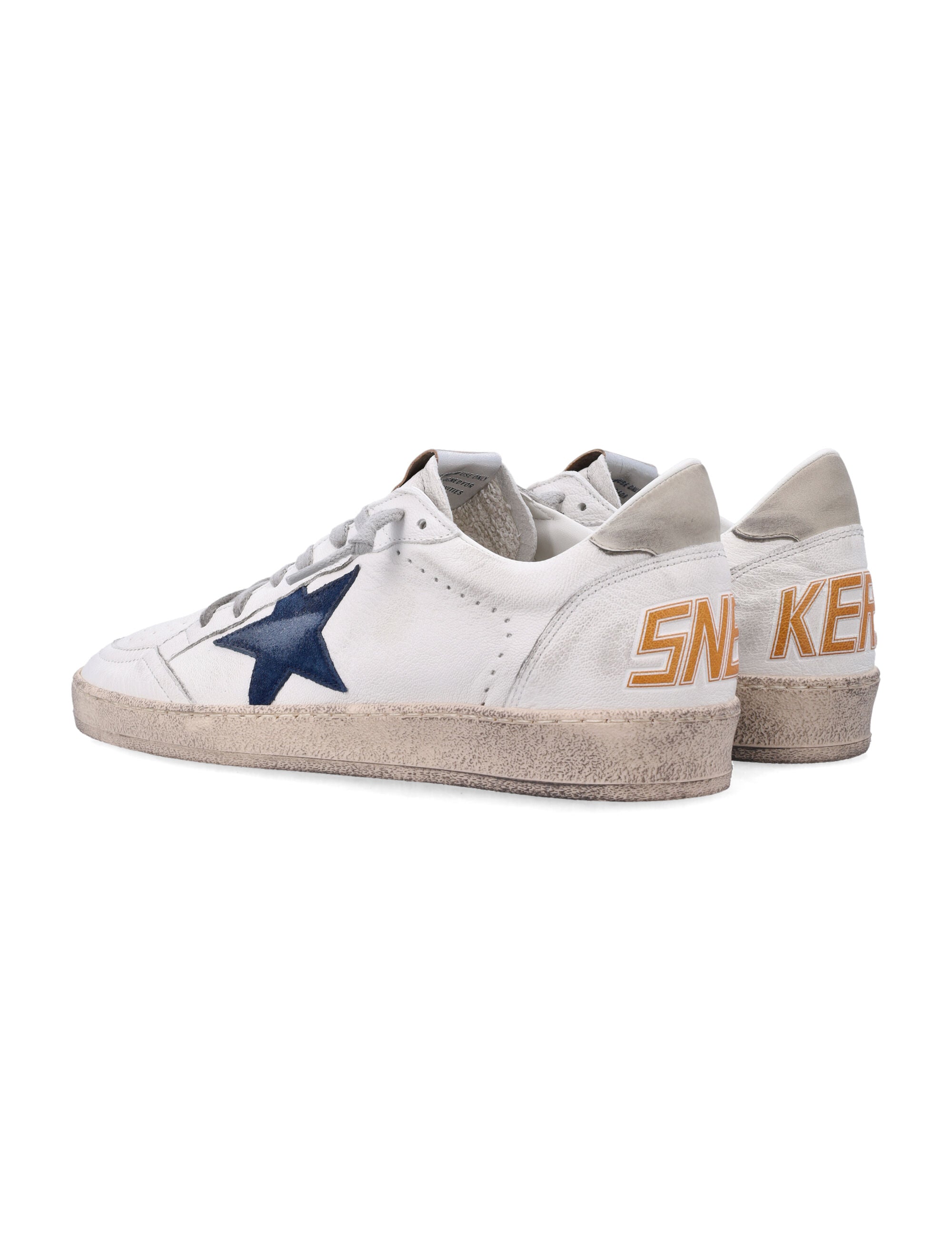 Golden Goose Ball Star White Leather Sneakers With Blue White/blue/ice Upper