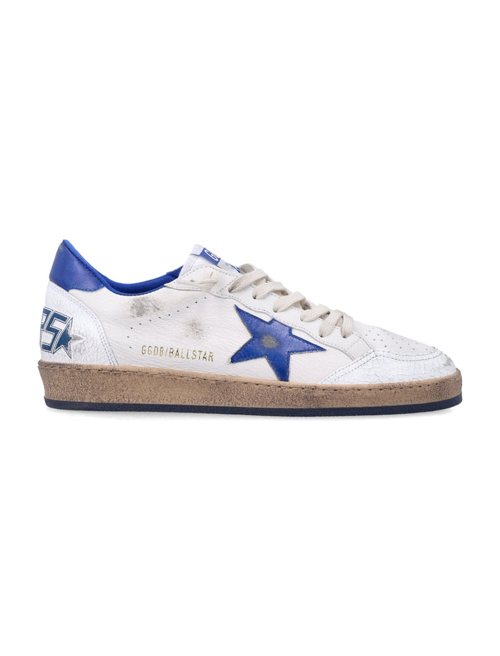 Golden Goose Ball Star White And Blue Leather Sneakers White/bluette Upper