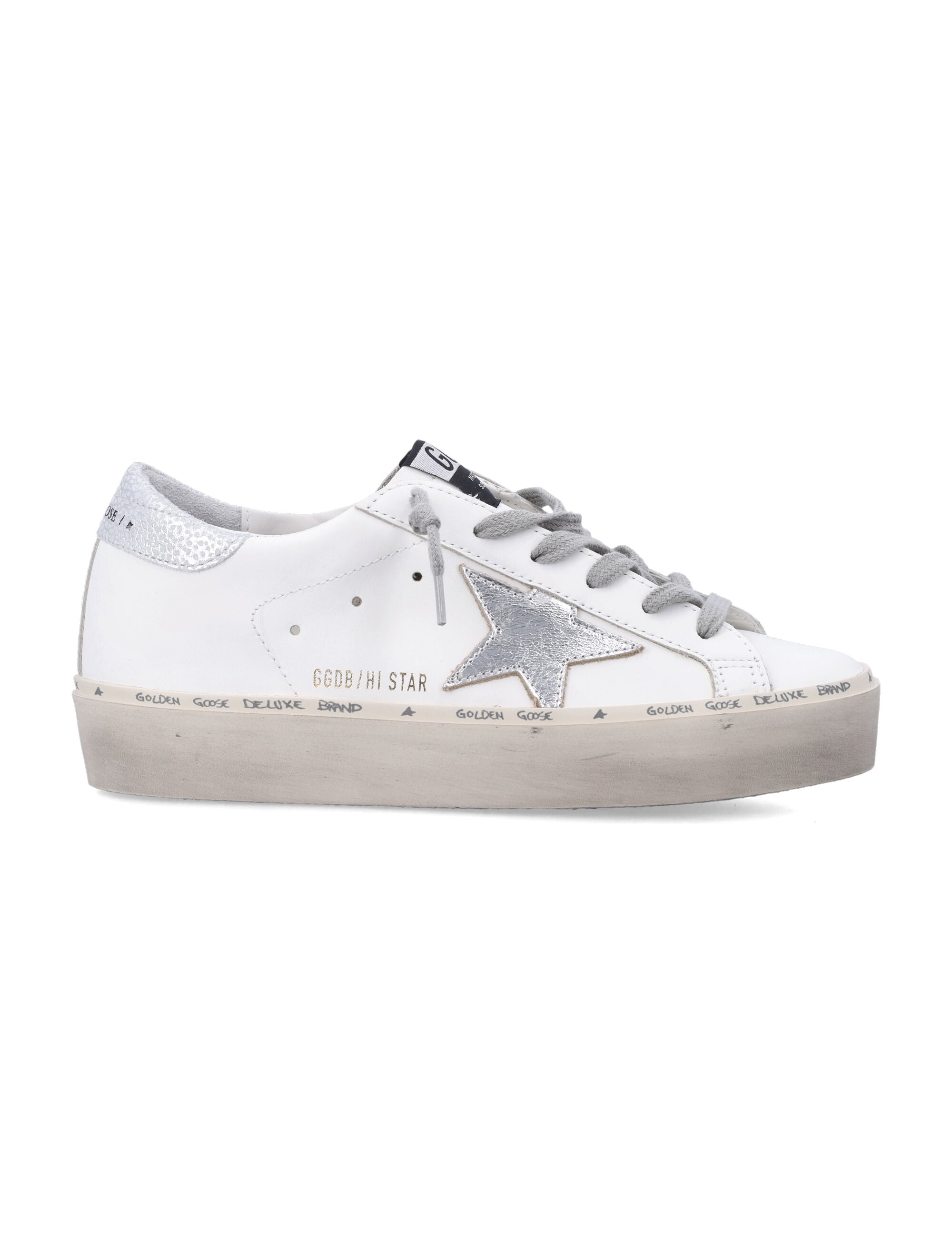 Golden Goose Hi Star Leather Womens Sneaker White/silver Upper