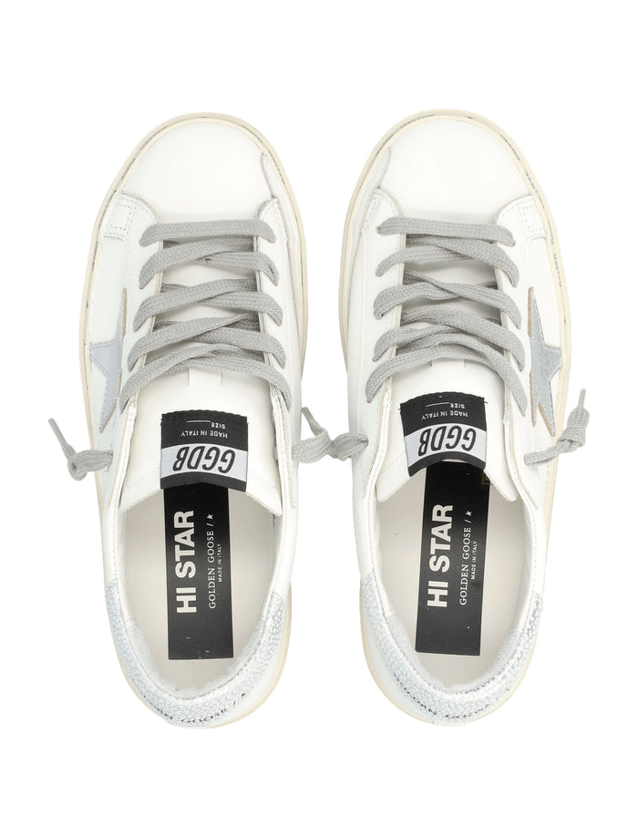 Golden Goose Hi Star Leather Womens Sneaker White/silver Upper