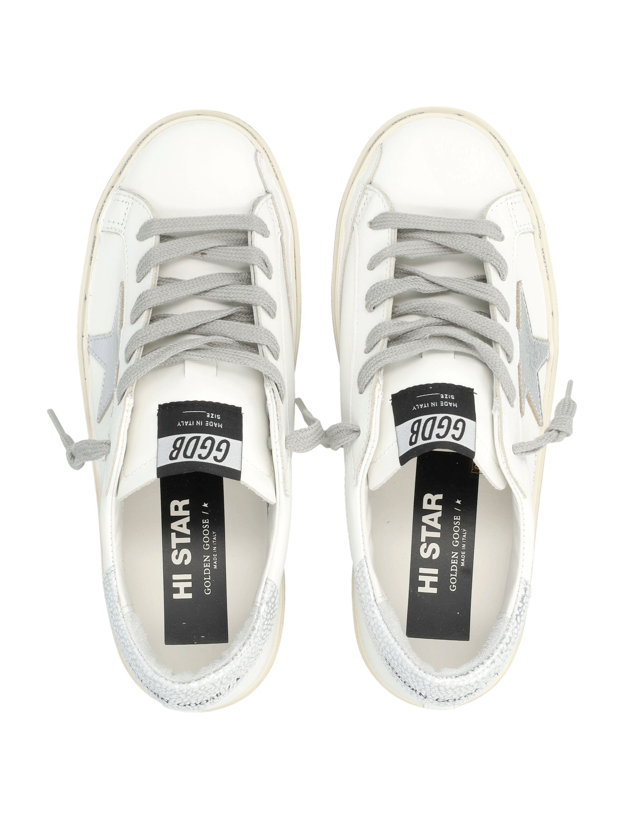 Golden Goose Hi Star Leather Womens Sneaker White/silver Upper