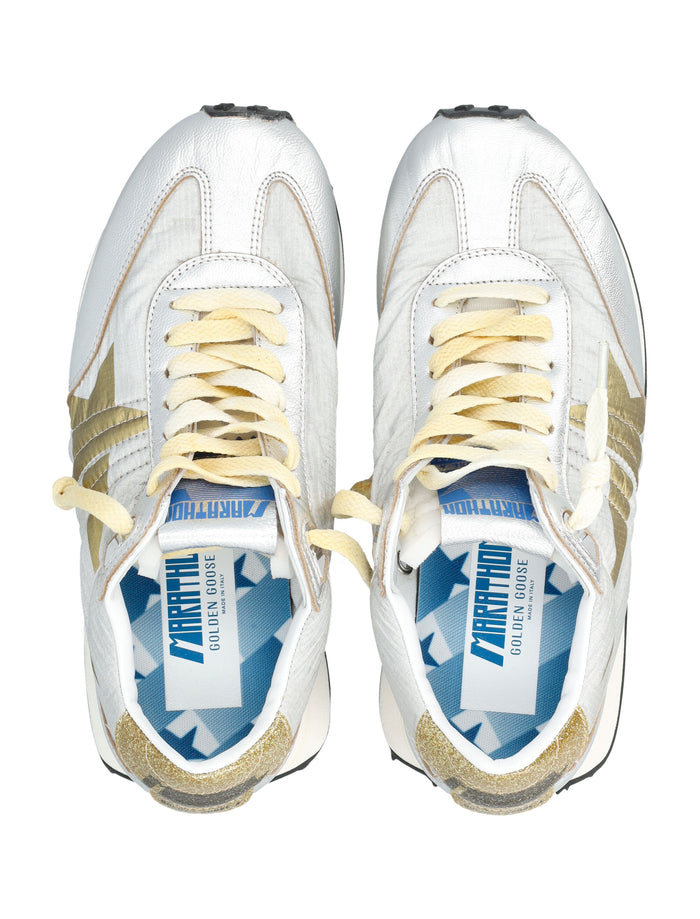 Golden Goose Running Marathon Womans Sneakers Silver/gold Upper