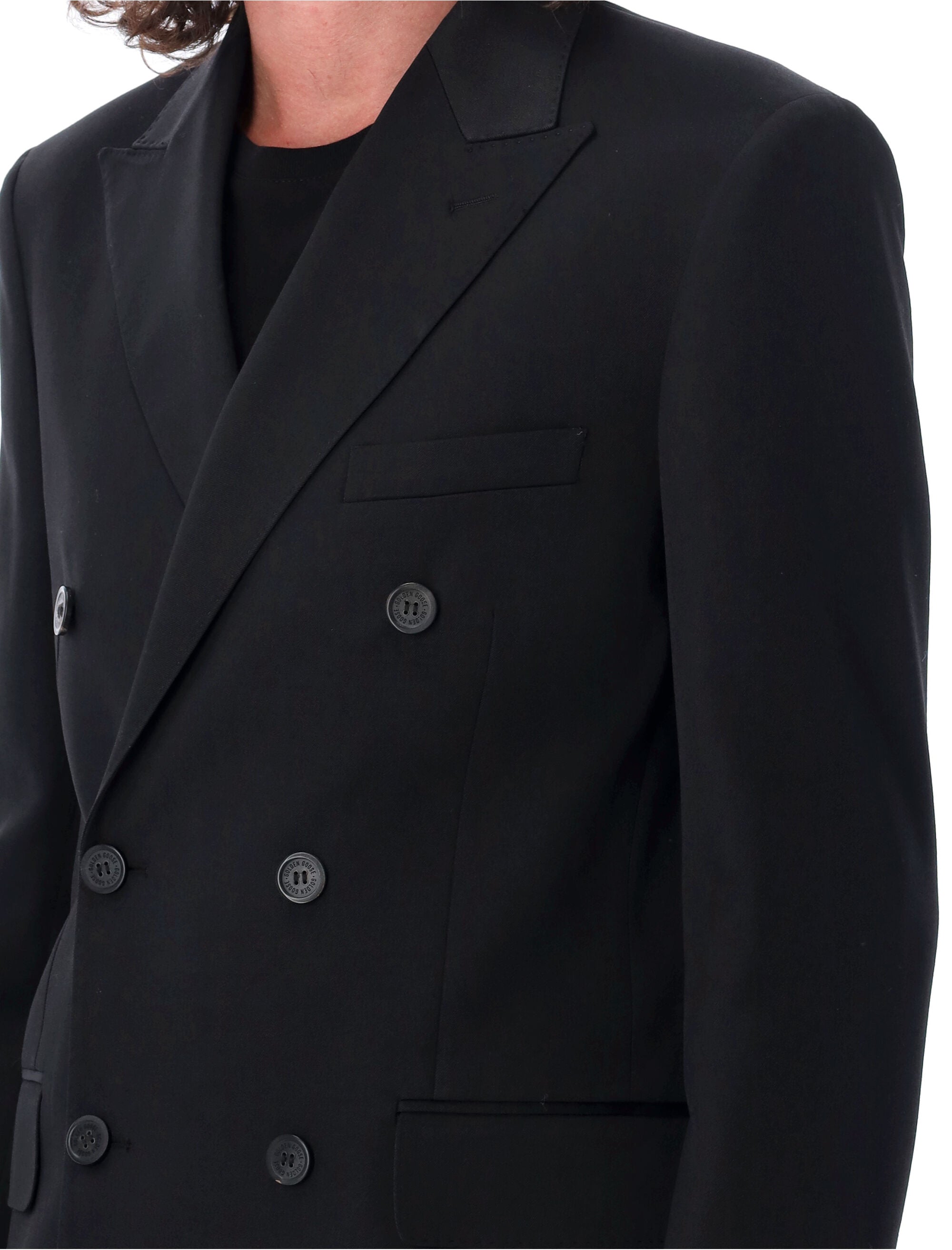 Golden Goose Black Wool Double-Breasted Blazer Virgin