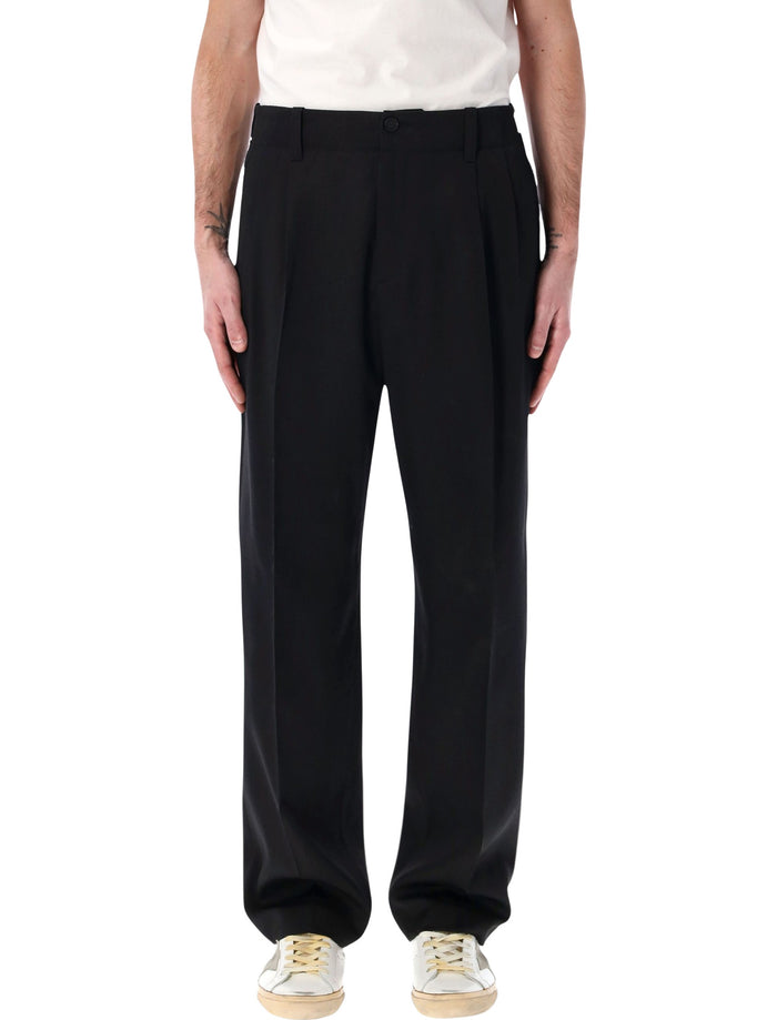 Golden Goose Black Loose-Fit Pleated Trousers Virgin Wool