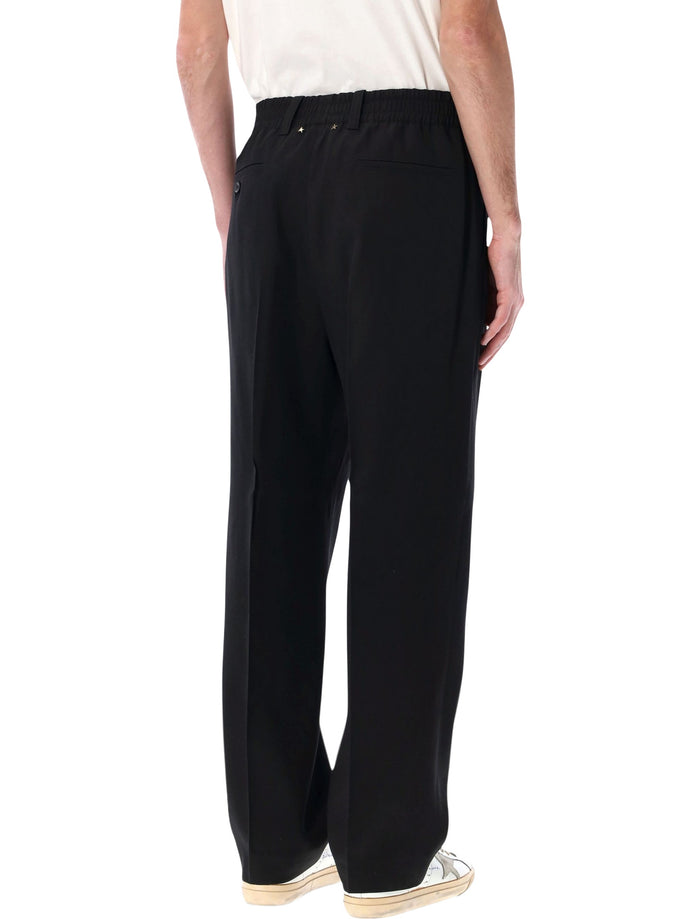 Golden Goose Black Loose-Fit Pleated Trousers Virgin Wool