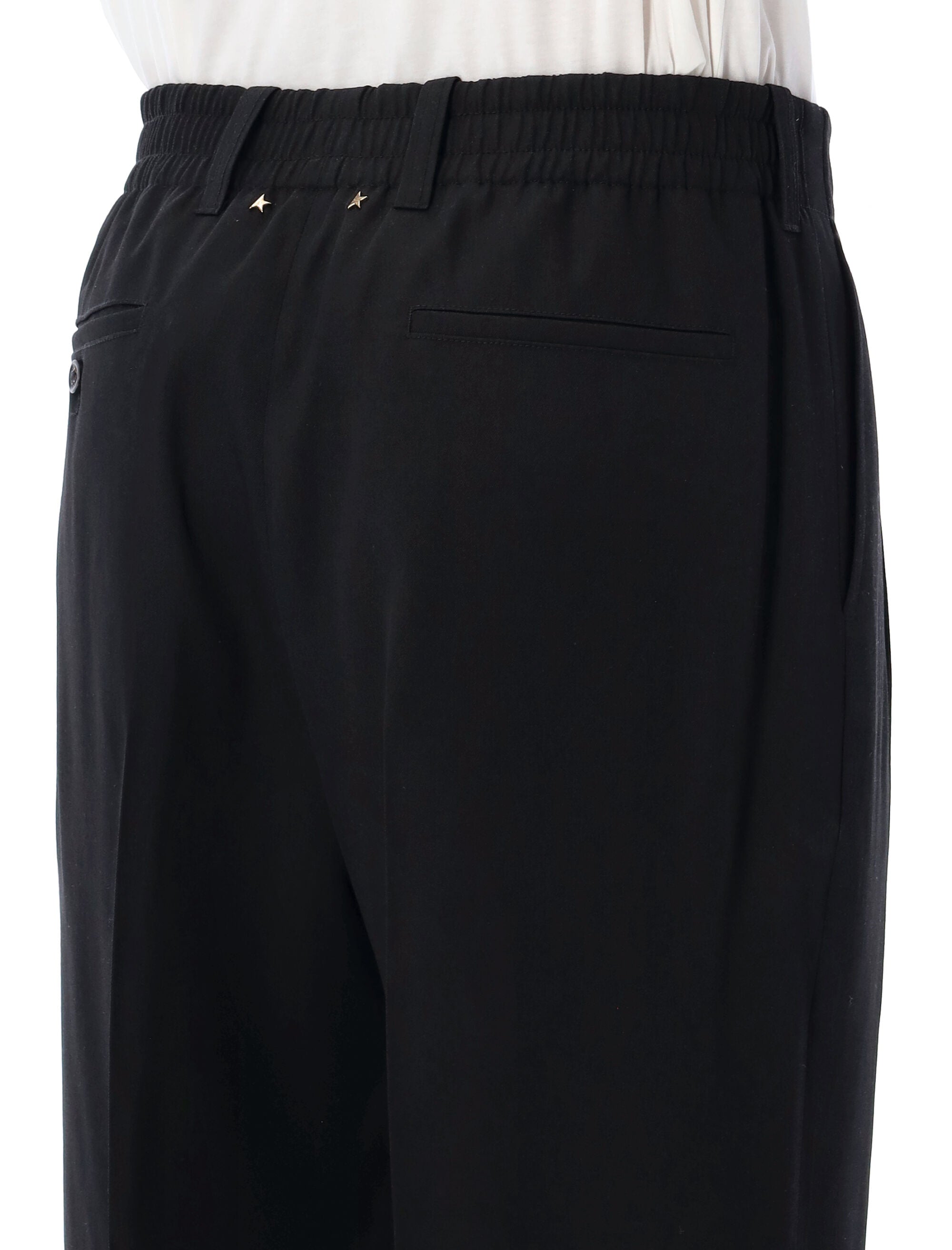 Golden Goose Black Loose-Fit Pleated Trousers Virgin Wool