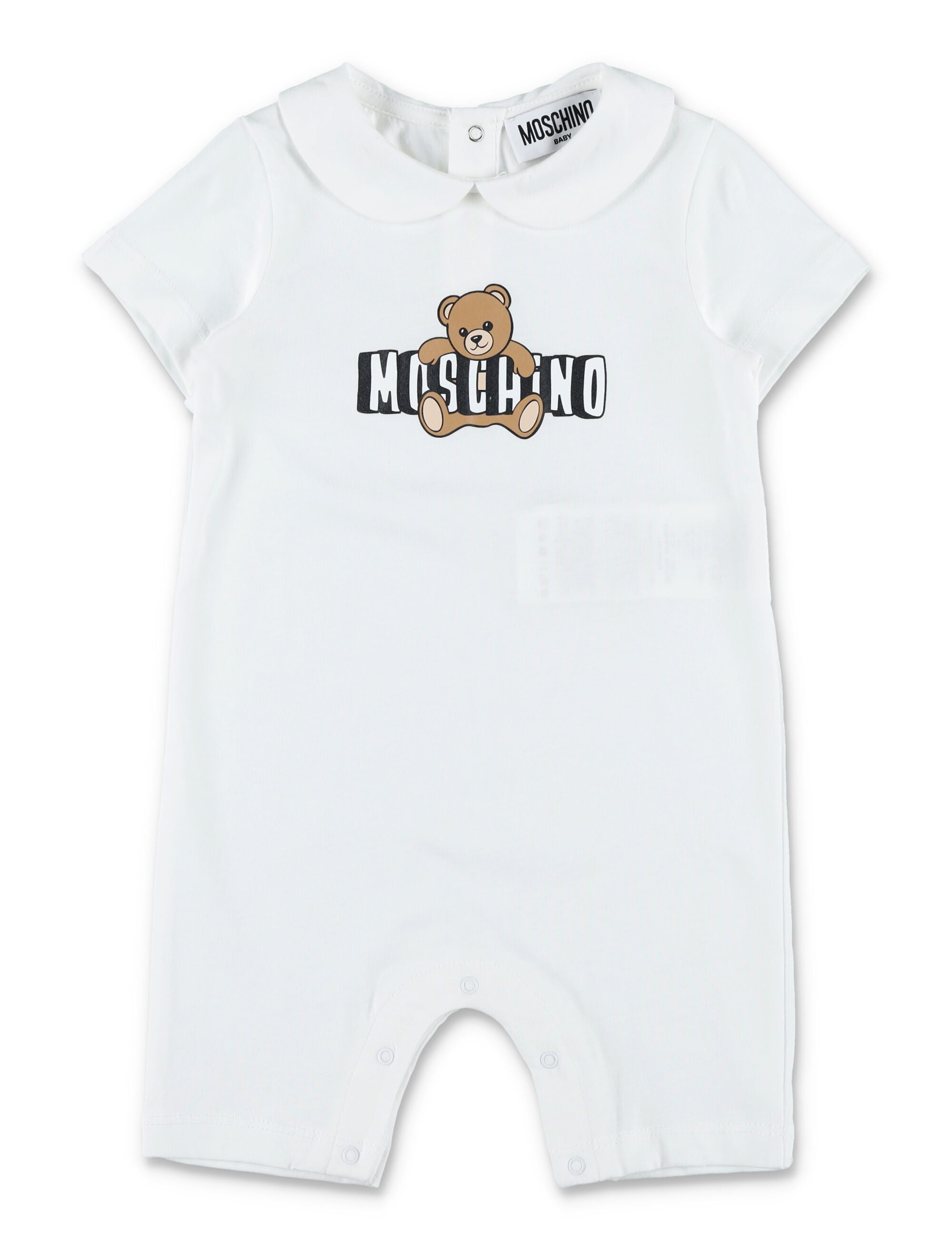 Moschino Kids Teddy romper White Cotton Jumpsuit