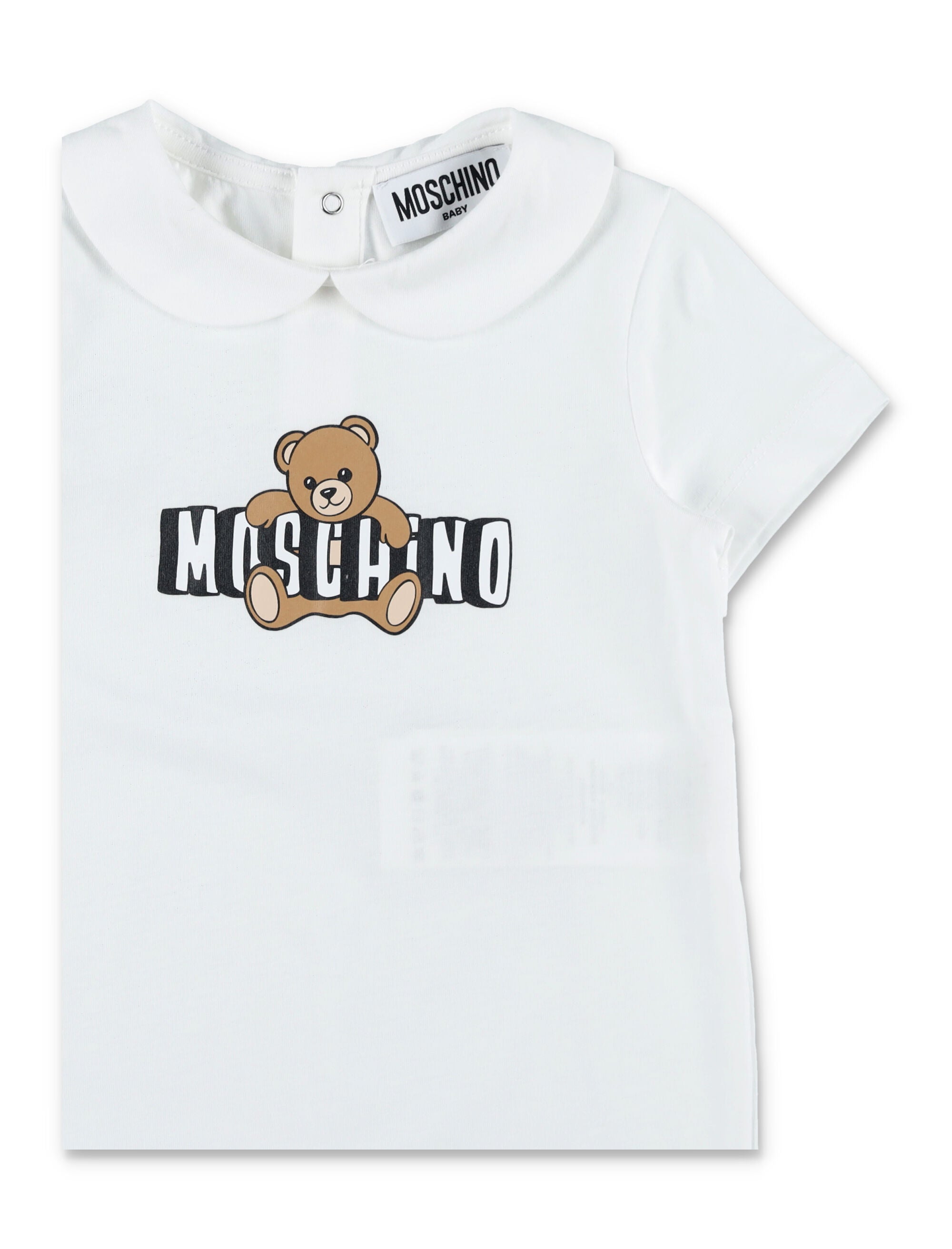 Moschino Kids Teddy romper White Cotton Jumpsuit
