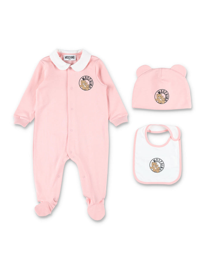 Moschino Kids Teddy Bear newborn set Sugar Rose Cotton