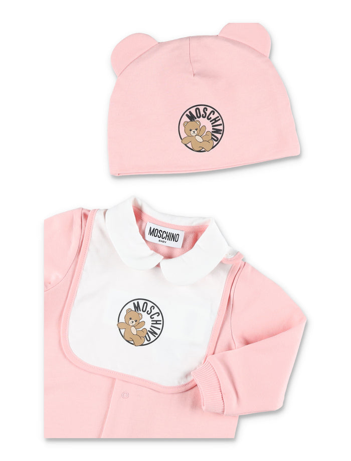 Moschino Kids Teddy Bear newborn set Sugar Rose Cotton