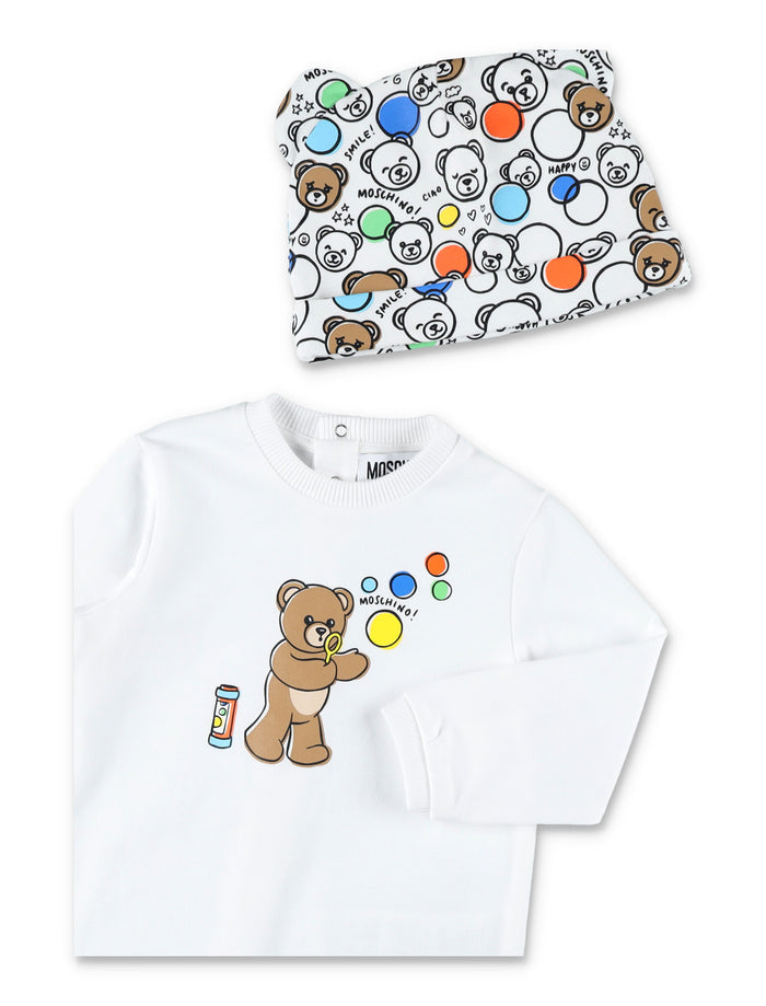 Moschino Kids two-pieces newborn set White Cotton