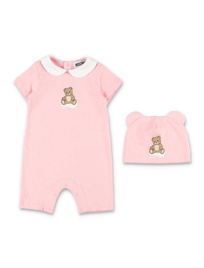 Moschino Kids pink Teddy set Sugar Rose Cotton