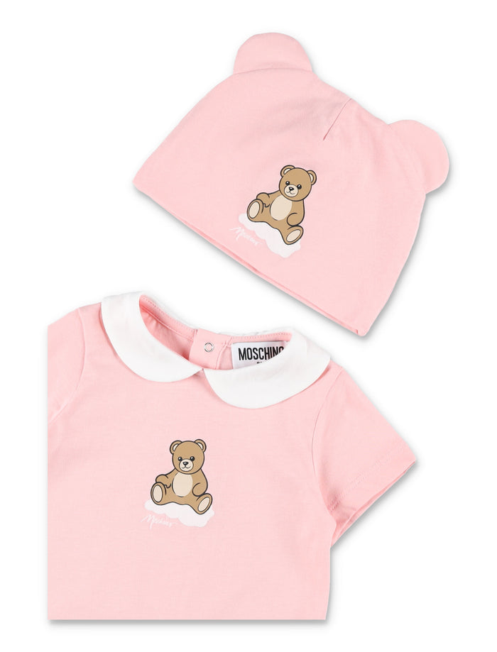 Moschino Kids pink Teddy set Sugar Rose Cotton