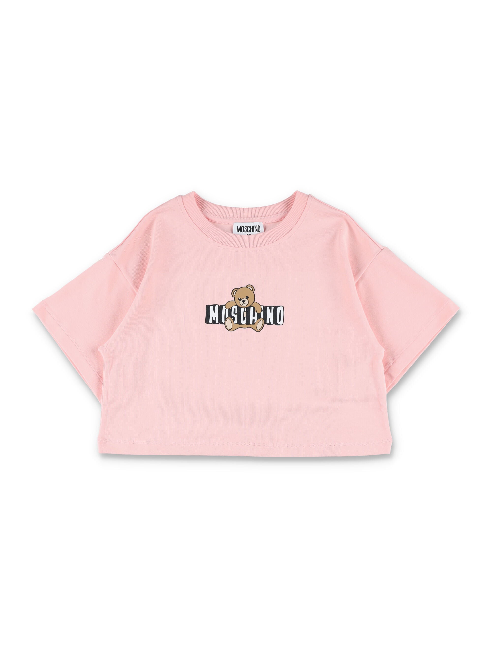 Moschino Kids cropped T-shirt & shorts set Pink/blue Cotton