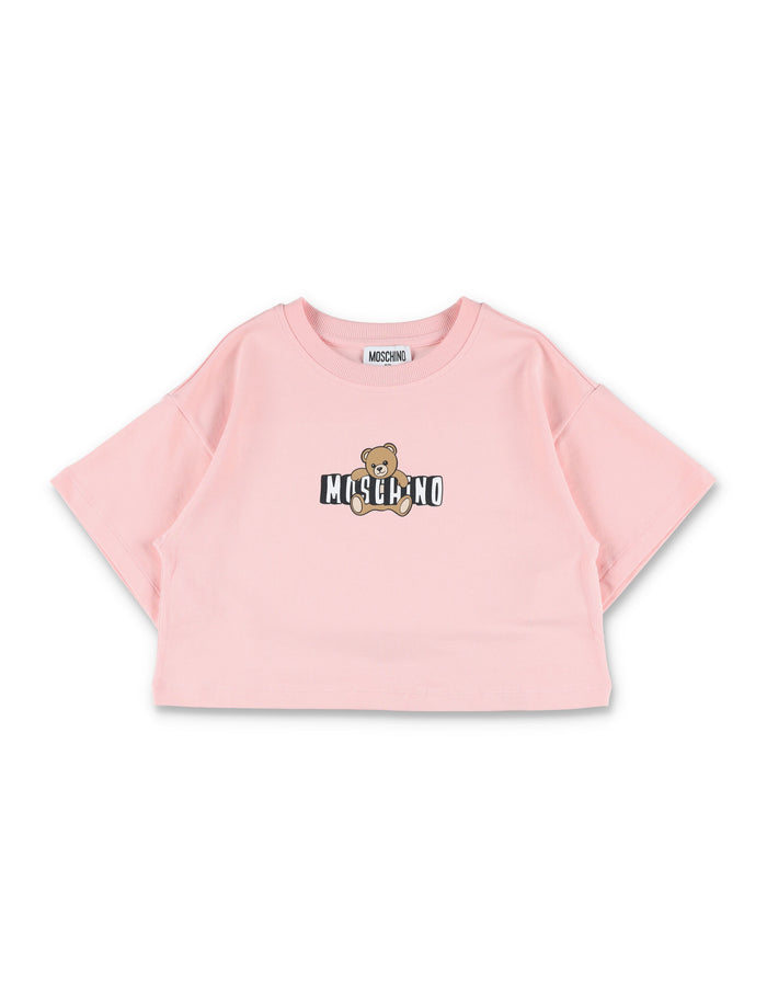 Moschino Kids cropped T-shirt & shorts set Pink/blue Cotton