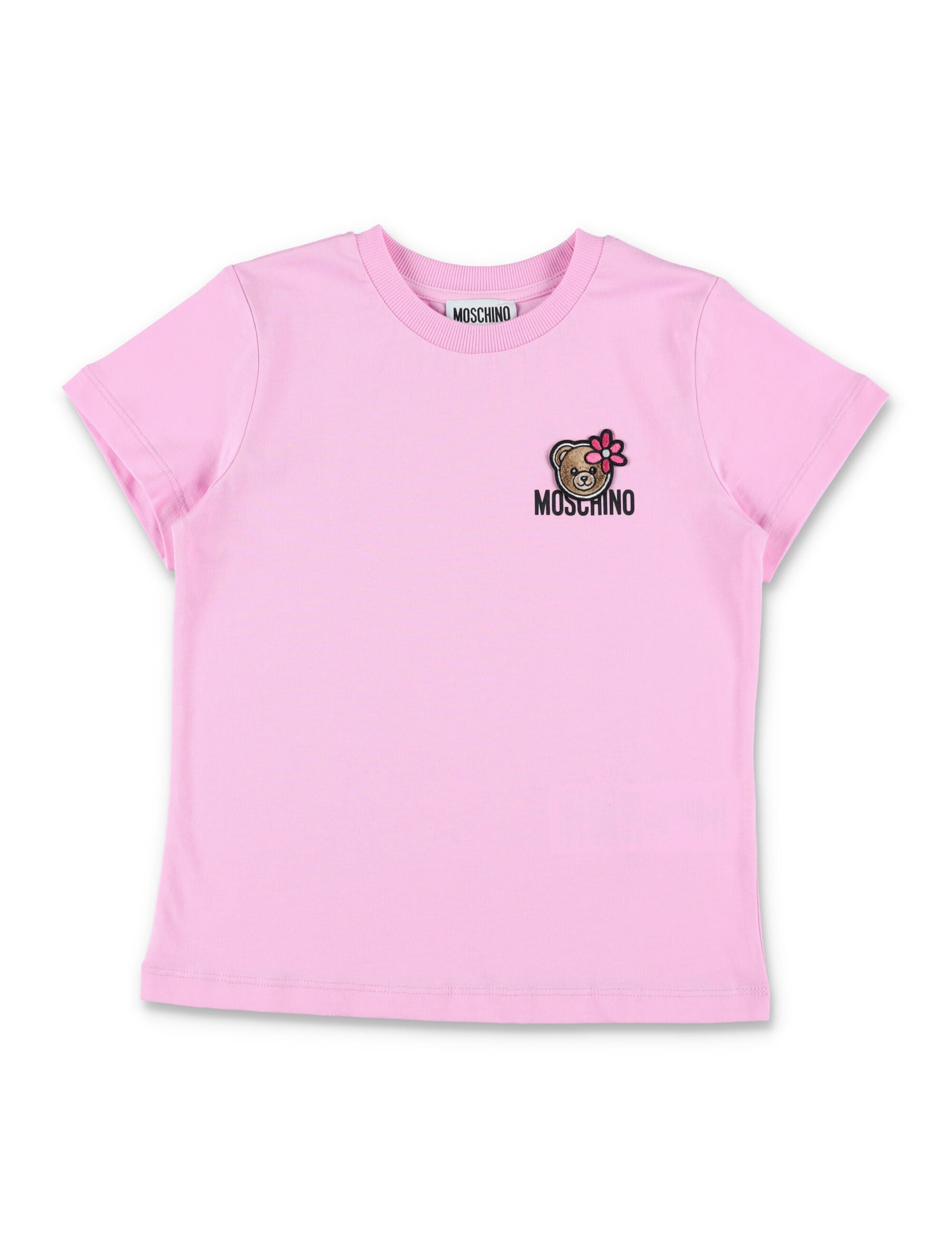 Moschino Kids Bear logo T-shirt Bonbon Pink Cotton