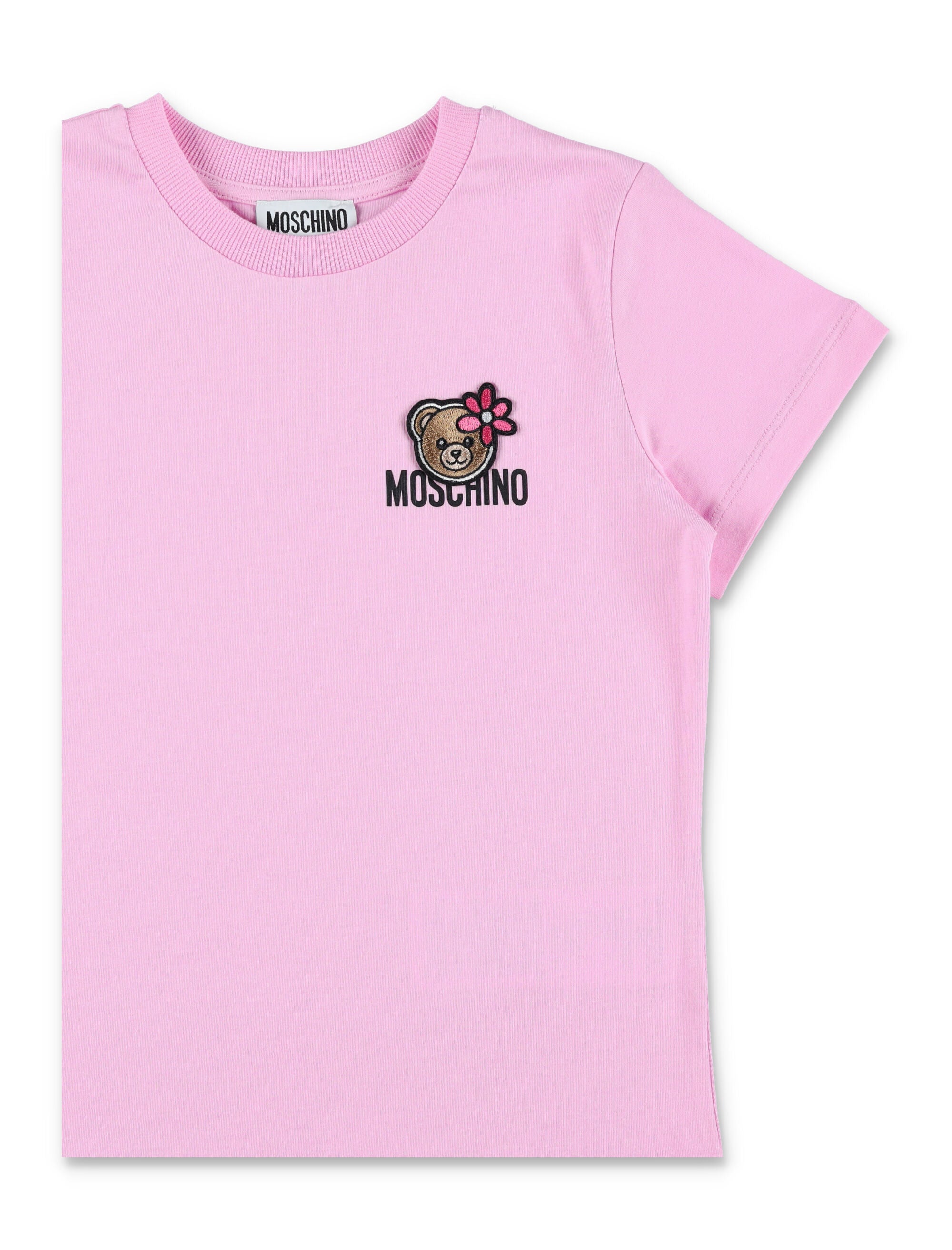 Moschino Kids Bear logo T-shirt Bonbon Pink Cotton