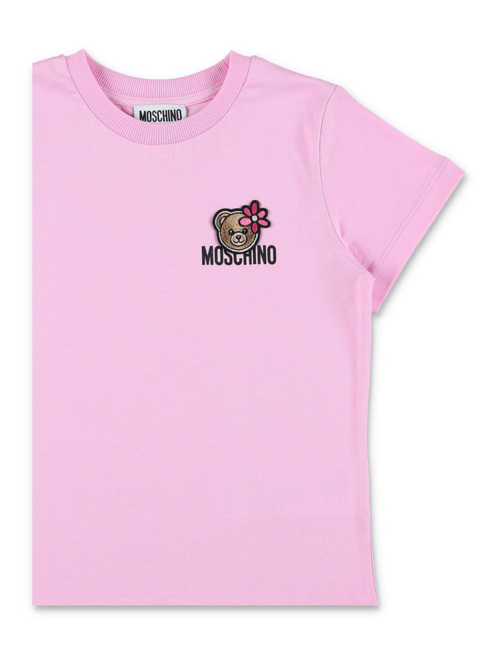 Moschino Kids Bear logo T-shirt Bonbon Pink Cotton