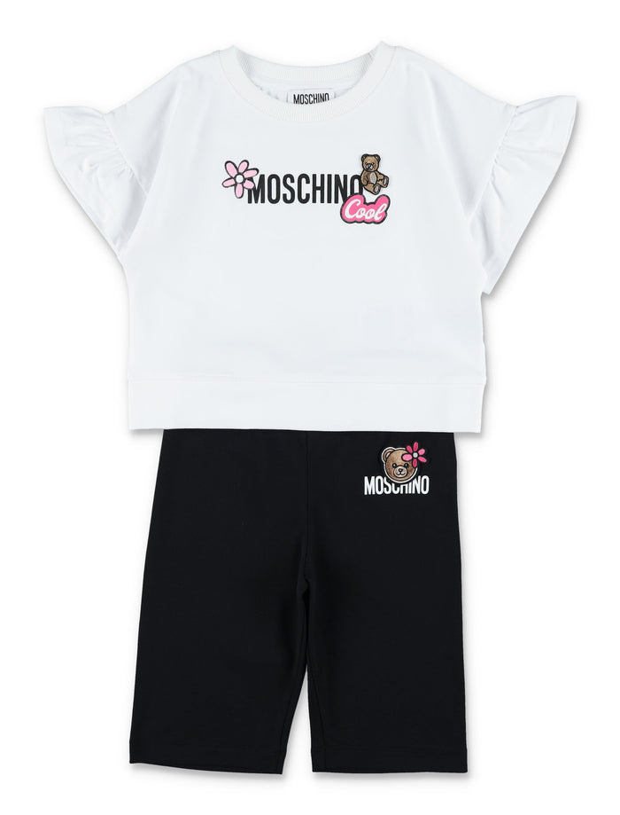 Moschino Kids Bear T-shirt & shorts set White/black Cotton