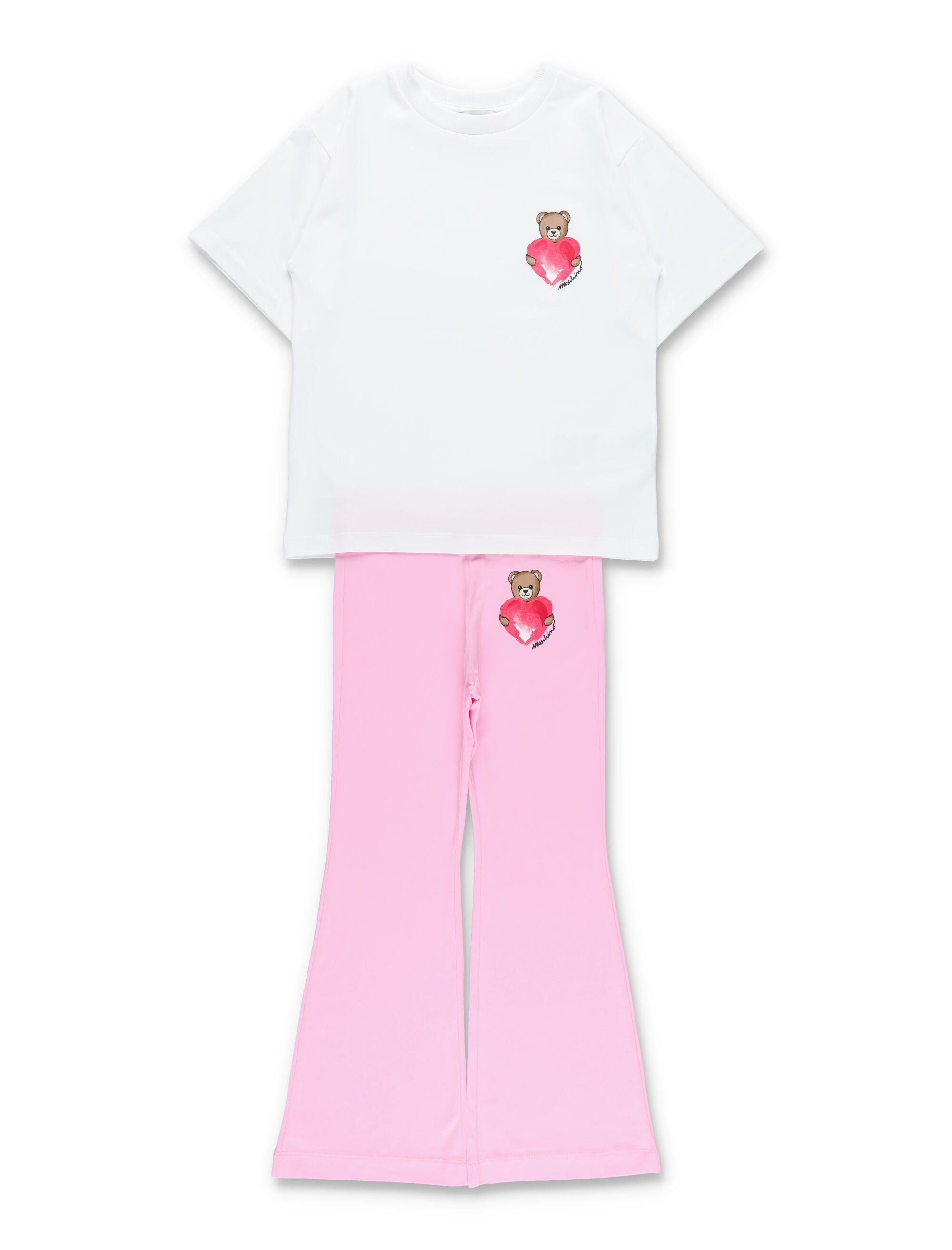Moschino Kids Bear T-shirt & leggings set White/pink Cotton