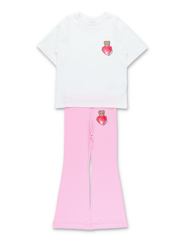 Moschino Kids Bear T-shirt & leggings set White/pink Cotton