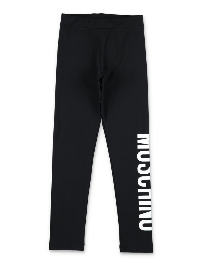 Moschino Kids logo print leggings Black Cotton