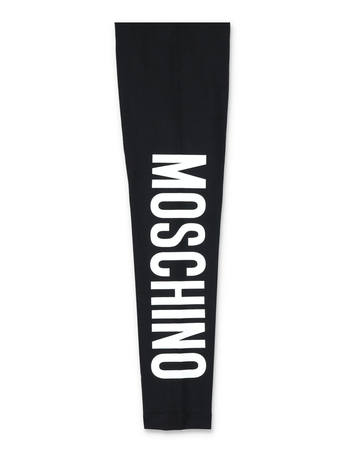 Moschino Kids logo print leggings Black Cotton