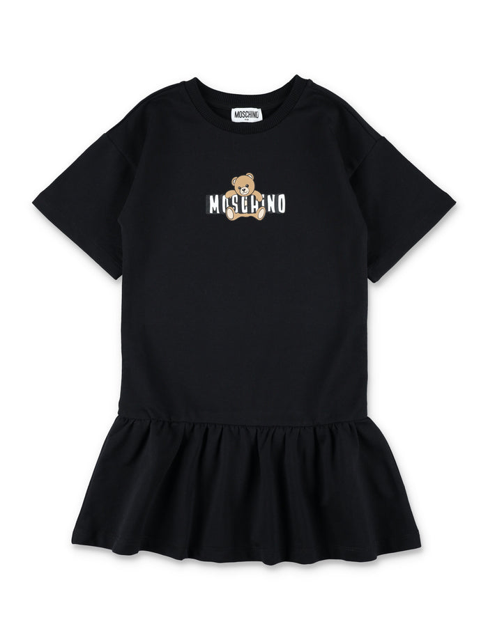 Moschino Kids logo Bear dress Black Cotton