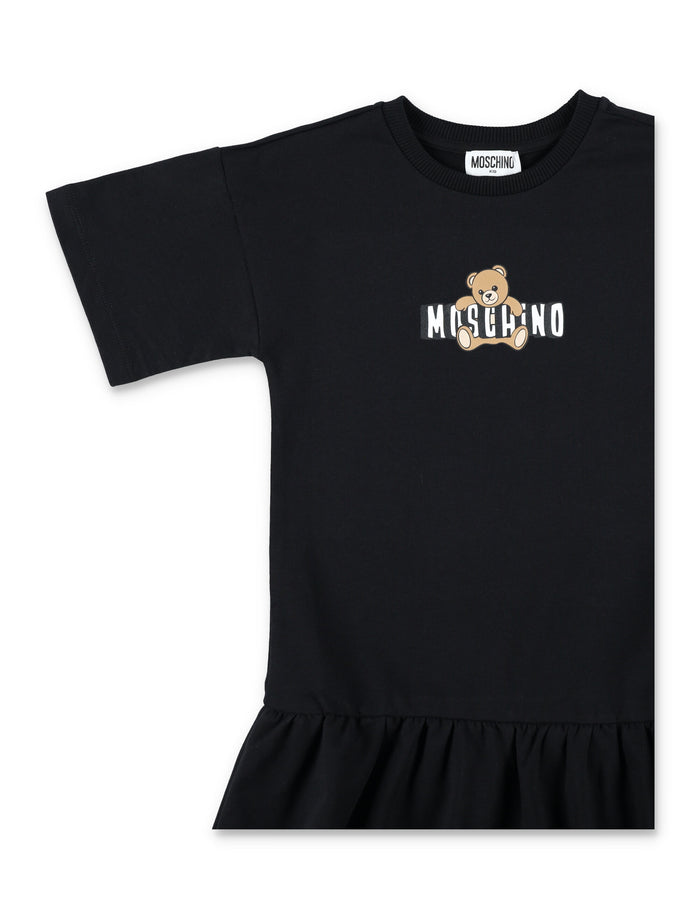 Moschino Kids logo Bear dress Black Cotton