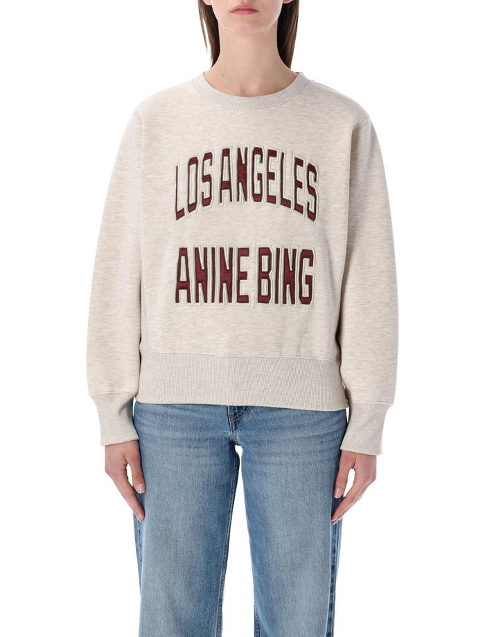 Anine Bing Harry Shrunken black sweatshirt Oatmeal Melange Cotton