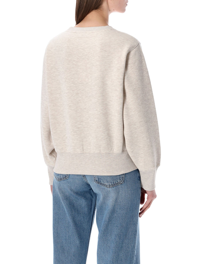 Anine Bing Harry Shrunken Black Sweatshirt Oatmeal Melange Cotton