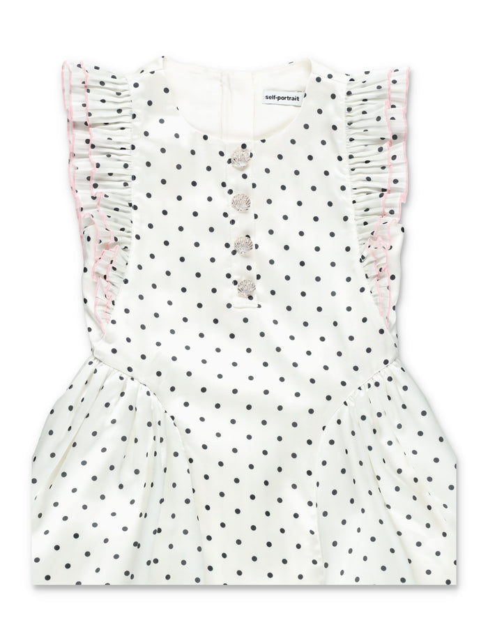 Self-Portrait Polka Dot Frill Girls Dress Cream Polyester Lining