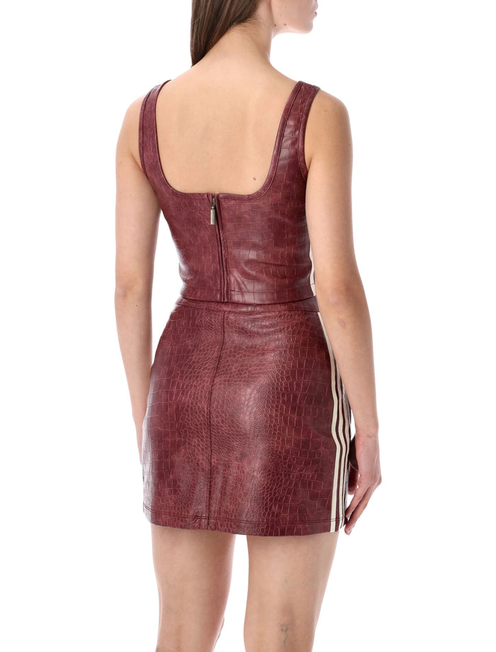 Adidas Originals Fitted Burgundy Faux Leather Corset Maroon Polyurethane Lining Top