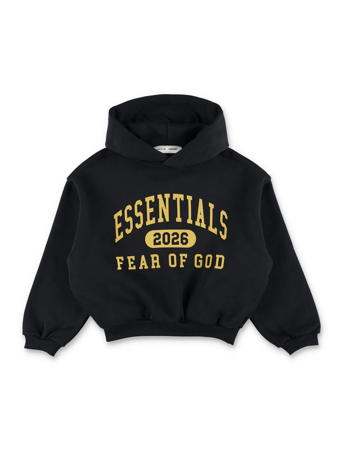 Essentials Fear of God Kids Classic Hoodie Vintage Black Cotton Fleece