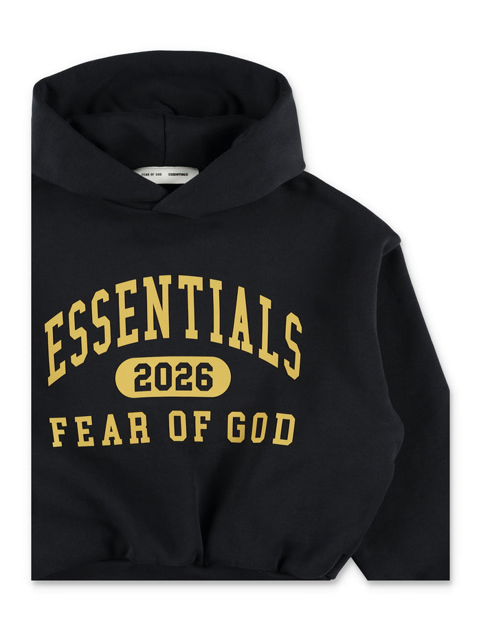 Essentials Fear of God Kids Classic Hoodie Vintage Black Cotton Fleece